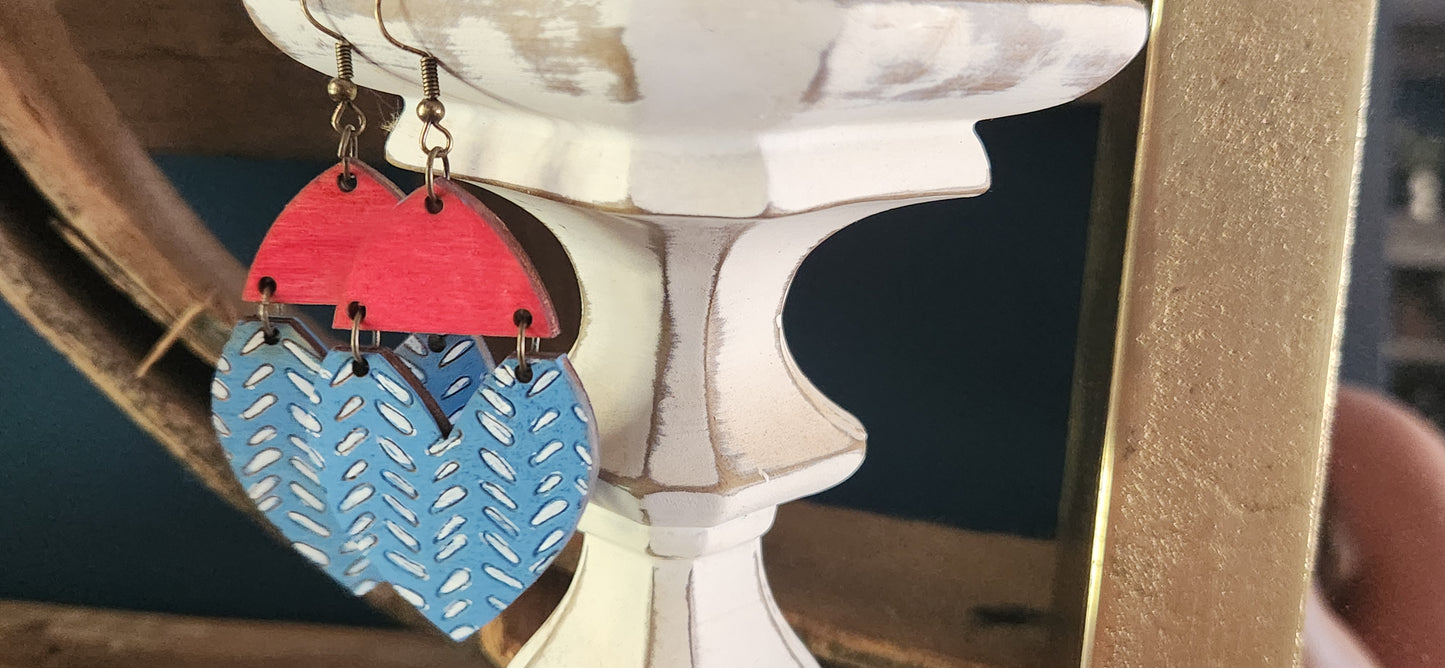 Red, White and Blue Heart earrings