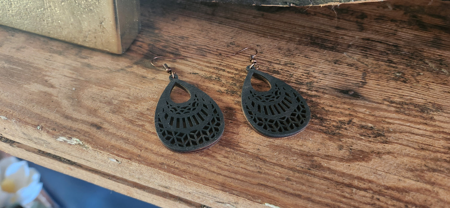 Tear Drop Black Earrings