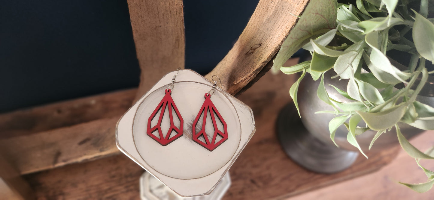 Red Geometric Earrings