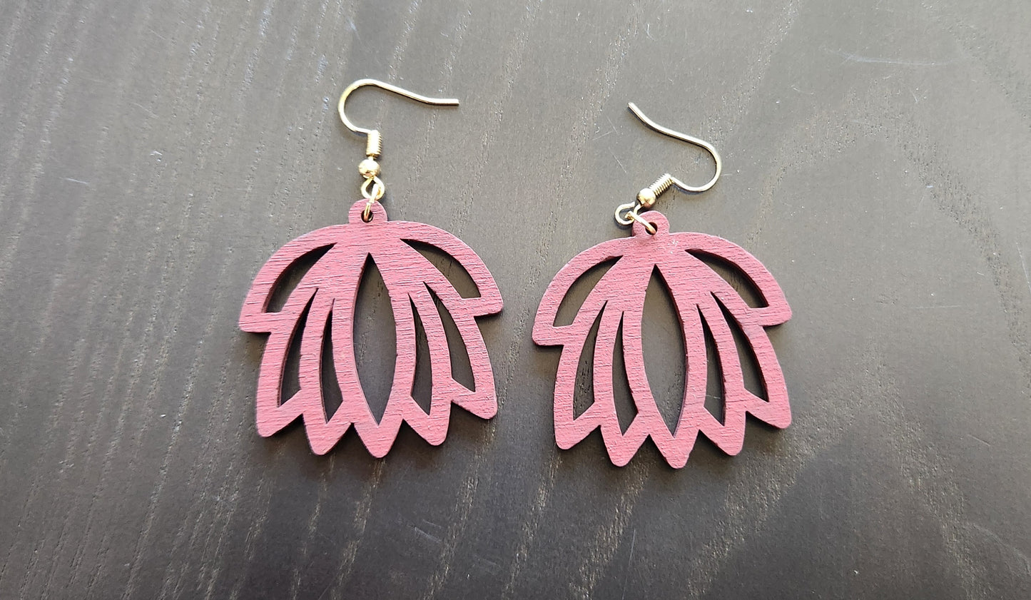 Maroon Lotus Earring