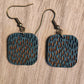Teal square earrings