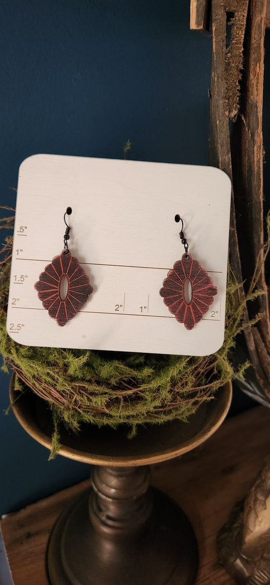 Red and Black scalloped earrings