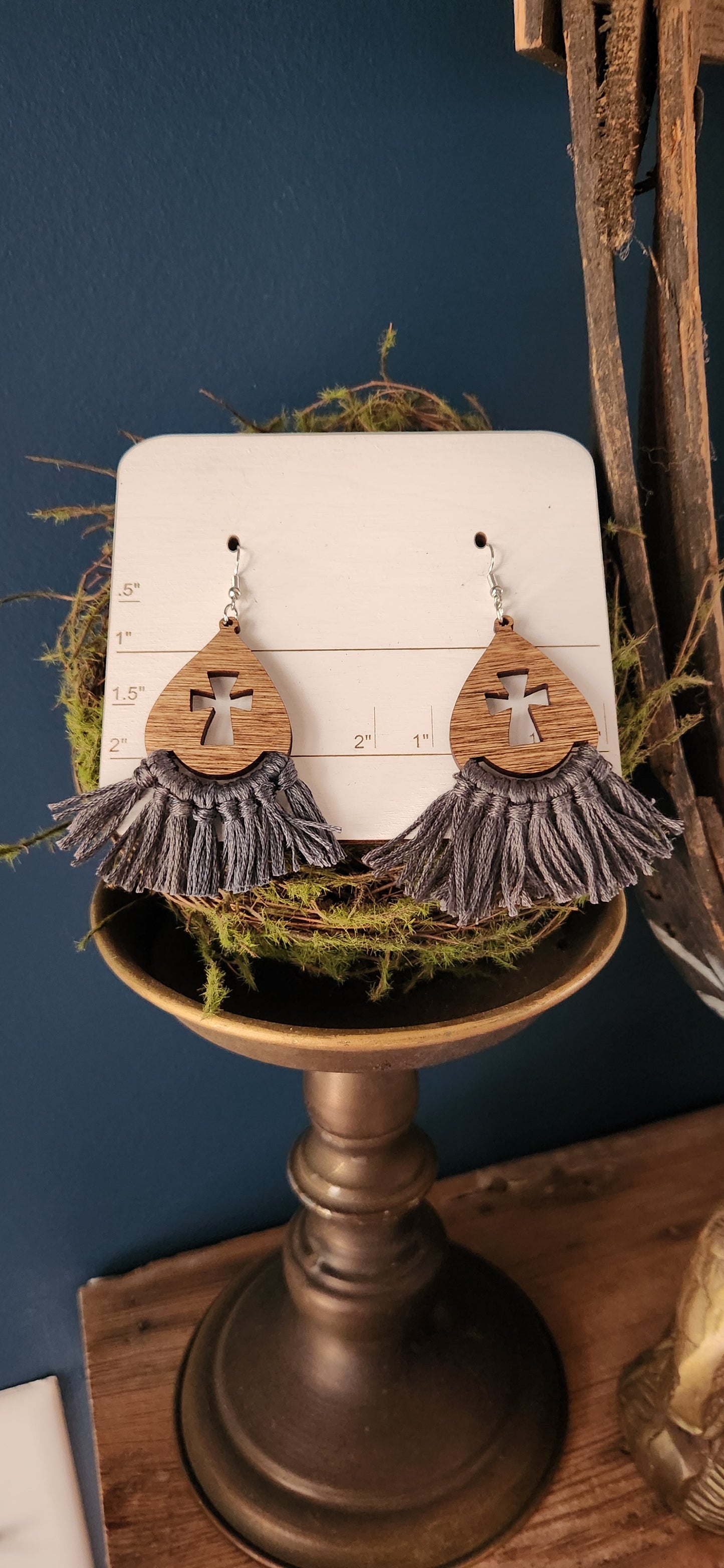 Macrame Cross earrings